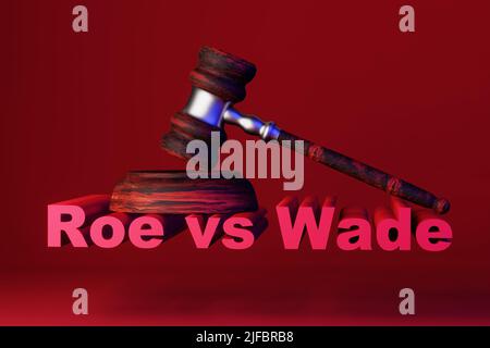 La notion de violation des droits des femmes. Le gavage du juge et l'inscription Roich vs Wade. 3D rendu. Banque D'Images