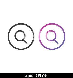 Bouton de l'icône de recherche, en couleur unie et en dégradé Illustration de Vecteur