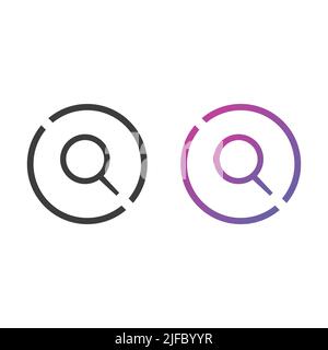 Bouton de l'icône de recherche, en couleur unie et en dégradé Illustration de Vecteur
