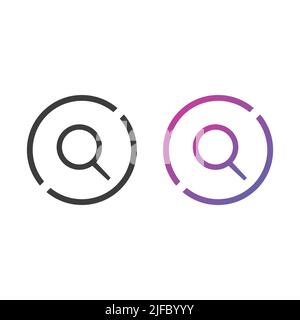 Bouton de l'icône de recherche, en couleur unie et en dégradé Illustration de Vecteur