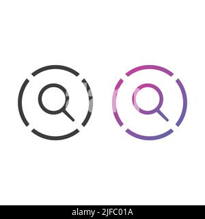 Bouton de l'icône de recherche, en couleur unie et en dégradé Illustration de Vecteur