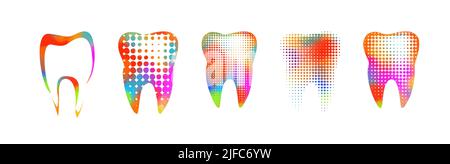 Un ensemble de dents colorées. Logo dentiste. Illustration vectorielle Illustration de Vecteur