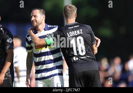 Ville de Duisburg, Allemagne. 01st juillet 2022. Firo : 1 juillet 2022, football, 3rd Bundesliga, saison 2022/2023, Test Match MSV Duisburg - SC Preussen, Prussia Munster Muenster MARC LORENZ ET MARVIN BAKALORZ/dpa/Alamy Live News Banque D'Images