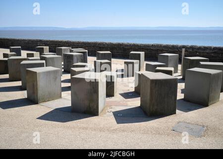 Place des Bollards sur le front de mer à Barry Island South Wales UK Banque D'Images