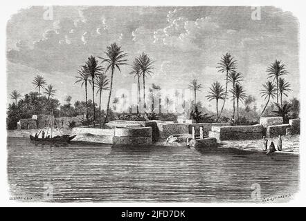 Environs de Bagdad sur les rives du Tigre, Irak. Voyage à Babylone par Guillaume Lejean 1866 depuis le Tour du monde 1867 Banque D'Images