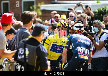Danemark. 02nd juillet 2022. Belge Yves Lampaert de Quick-Step Alpha Vinyl photographié au début de la deuxième étape de la course cycliste Tour de France, une course de 202,2 km entre Roskilde et Nyborg, Danemark, samedi 02 juillet 2022. Le Tour de France de cette année a lieu du 01 au 24 juillet 2022 et commence par trois étapes au Danemark. BELGA PHOTO JASPER JACOBS crédit: Belga News Agency/Alay Live News Banque D'Images