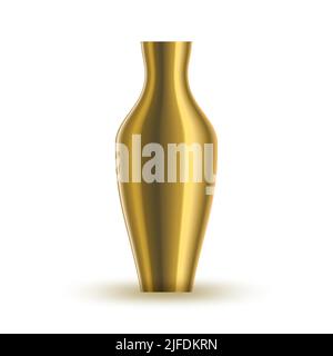 Vase doré. Vase doré brillant isolé sur fond blanc. Illustration vectorielle. Illustration de Vecteur