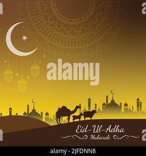 EID Al Adha template, Eid Al Adha Mubarak Islamic Background Illustration de Vecteur