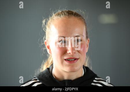 Tubize, Belgique. 02nd juillet 2022. Feli Delacauw de Belgique photographié lors d'une conférence de presse de l'équipe nationale féminine de football belge les flammes rouges, samedi 02 juillet 2022 à Tubize. Les flammes rouges se préparent pour les prochains championnats d'Europe des femmes Euro 2022 en Angleterre. BELGA PHOTO DAVID CATRY crédit: Belga News Agency/Alay Live News Banque D'Images