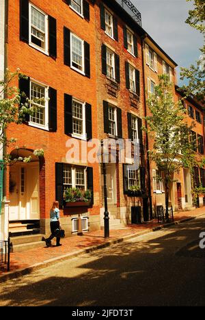 Marche à Beacon Hill, Boston Banque D'Images