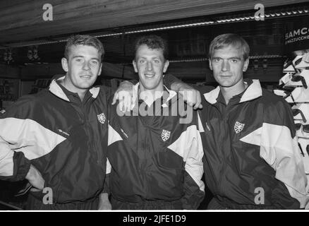 2nd les Rangers de 22 juillet et le gardien de but écossais Andy Goram, qui est décédé à l'âge de 58 ans, sont décédés après une courte bataille contre le cancer. G/D RANGERS DU TRIO ÉCOSSAIS ANDY GORAM, AVEC CAMPBELL MONEY & JIM LEIGHTON crédit : eric mccowat/Alay Live News Banque D'Images