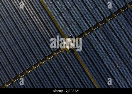 Vue aérienne de l'agriculture solaire, Middelburg, Zélande, pays-Bas. Banque D'Images