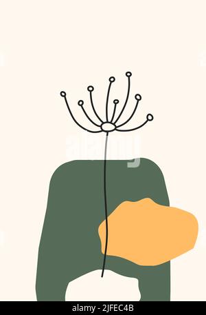 Art botanique Résumé formes vectorielles organiques, feuilles, plantes. Modèle naturel, couverture, affiche, carte de vœux, cadre, arrière-plan en forme de doodle Banque D'Images