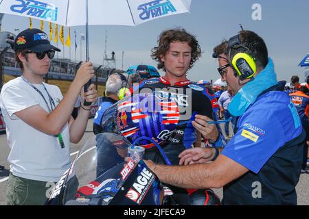 Hohenstein Ernstthal, Allemagne. 19 juin 2022. Moto2 course pendant le Grand Prix de Liqui Moly Motorrad Deutschland au circuit de Sachsenring, Hohenstein-Ernstthal, Allemagne. Photo : Joe Roberts (États-Unis) de l'équipe de course d'Italtrans Banque D'Images