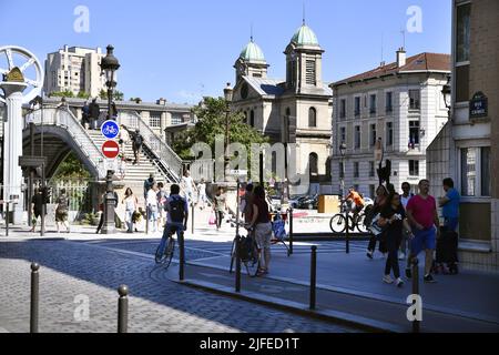 Pont Levant de la rue de Crimée - Paris - France Banque D'Images