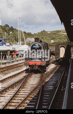 Brixham Devon UK 1 octobre 2021, 75014 Braveheart sur le chemin de fer à vapeur de Dartmouth Banque D'Images