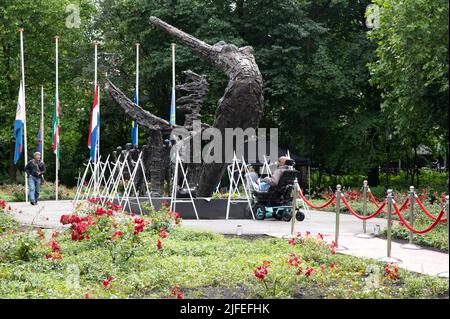 Homme en fauteuil roulant au Keti Koti Festival à Amsterdam, pays-Bas 1-7-2022 Banque D'Images