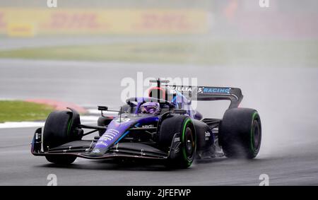 Williams Alexander Albon devant le Grand Prix britannique 2022 à Silverstone, à Towcester. Date de la photo: Samedi 2 juillet 2022. Banque D'Images