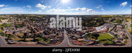 Une vue aérienne à 360 degrés de la ville de Stowmarket à Suffolk, Royaume-Uni Banque D'Images
