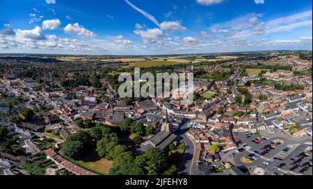Une vue aérienne de la ville de Stowmarket à Suffolk, Royaume-Uni Banque D'Images