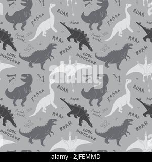 Motif Dino sans couture, joli dessin dessin Dinosaurs dessin vectoriel. Illustration de Vecteur