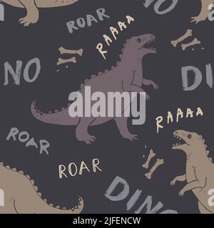 Motif Dino sans couture, joli dessin dessin Dinosaurs dessin vectoriel. Illustration de Vecteur