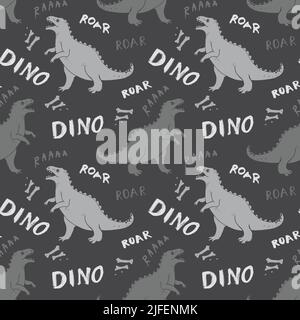 Motif Dino sans couture, joli dessin dessin Dinosaurs dessin vectoriel. Illustration de Vecteur