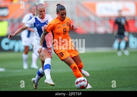 ENSCHEDE, PAYS-BAS - JUILLET 2 : Sherida Spitse des pays-Bas pendant le match international des femmes amicales entre les pays-Bas et la Finlande à de Grolsch Veste sur 2 juillet 2022 à Enschede, pays-Bas (photo de Pieter van der Woude/Orange Pictures) Banque D'Images