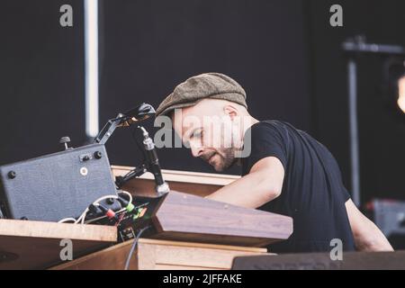 Göteborg, Suède. 09th août 2018. Nils Frahm se produit sur scène lors du festival Way Out West à Göteborg. (Photo de Valeria Magri/SOPA Images/Sipa USA) crédit: SIPA USA/Alay Live News Banque D'Images