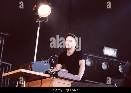 Göteborg, Suède. 09th août 2018. Nils Frahm se produit sur scène lors du festival Way Out West à Göteborg. (Photo de Valeria Magri/SOPA Images/Sipa USA) crédit: SIPA USA/Alay Live News Banque D'Images