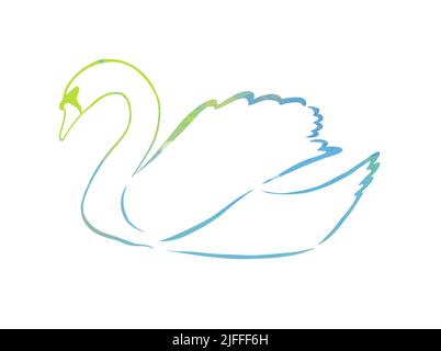 Magnifique silhouette abstraite multicolore d'un cygne. Mise en plan d'une ligne. Illustration vectorielle Illustration de Vecteur