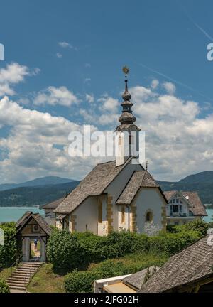 Église historique de Rosaire ou d'hiver de Maria Worth, Carinthie, Autriche Banque D'Images