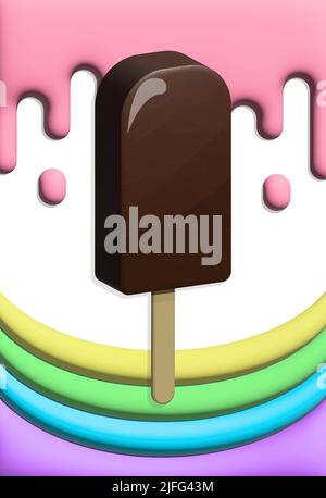 3D glace vectorisée crème popsicle couleurs arc-en-ciel Illustration de Vecteur