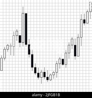 Bougies japon noir blanc, vides et pleins. Illustration vectorielle. Le Japon diagramme de stock, concept d'économie, le commerce des bénéfices d'affaires, signature de données, finance gr Illustration de Vecteur