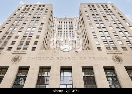 L'historique Chicago Board of Trade a été construit en 1848 et est situé dans le quartier financier du centre-ville de Chicago. Banque D'Images