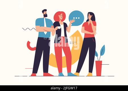 Illustration vectorielle représentant un groupe de personnes ayant une pause-café et parlant Illustration de Vecteur