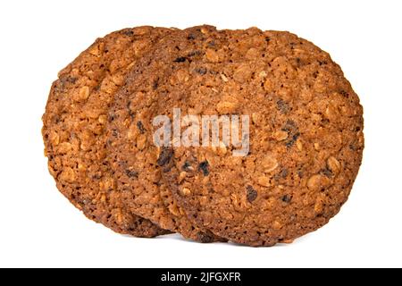 Biscuits cuits au four à céréales isolés sur fond blanc Banque D'Images