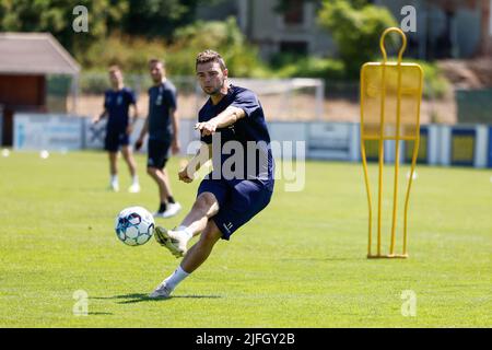 Hugo Cuypers de Gent photographié lors d'une séance d'entraînement de l'équipe belge de première ligue KAA Gent, à Stegersbach, Autriche, avant la saison 2022-2023, dimanche 03 juillet 2022. Banque D'Images