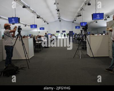 Le centre de presse du sommet de G7 en Allemagne, en juin 2022 Banque D'Images