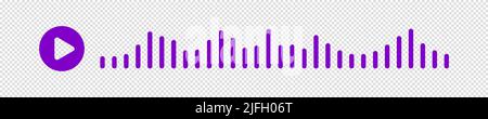 Message audio dans Messenger. Message audio violet avec bouton de lecture. Le concept de communication des personnes via l'application mobile. Illustration vectorielle sur Illustration de Vecteur