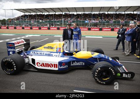 VETTEL Sebastian (ger), Aston Martin F1 Team AMR22, portrait avec Nigel Mansel et Williams-Renault FW14B lors du Grand Prix britannique 2022 de Formule 1 de Lenovo, 10th tour du Championnat du monde de Formule 1 de la FIA 2022, sur le circuit Silverstone, de 1 juillet à 3, 2022 à Silverstone, Royaume-Uni - photo: Xavi Bonilla / DPPI/DPPI/LiveMedia Banque D'Images