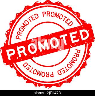 Grunge promu rouge ronde word joint en caoutchouc stamp sur fond blanc Illustration de Vecteur