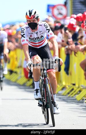 Vejle à Sonderborg, Danemark. 3rd juillet 2022. Sonderborg, Danemark, 3rd juillet 2022. Patrick Konrad d'Autriche et Team Bora-Hansgrohe vu avant la phase 3 du Tour de France, Vejle à Sonderborg. Credit: Pete Goding/Alamy Live News Credit: Peter Goding/Alamy Live News Banque D'Images