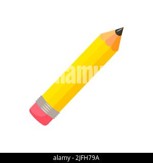 Icône isolée de l'illustration vectorielle crayon jaune. Matériel scolaire papeterie crayon en bois avec gomme. Illustration de Vecteur