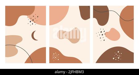 Ensemble de vecteurs de décoration murale. Image artistique de formes abstraites. Design abstrait pour l'impression, la couverture, le papier peint, l'art mural minimaliste et naturel Illustration de Vecteur