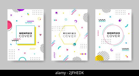 Modèle de couverture avec style memphis. Illustration vectorielle. Illustration de Vecteur