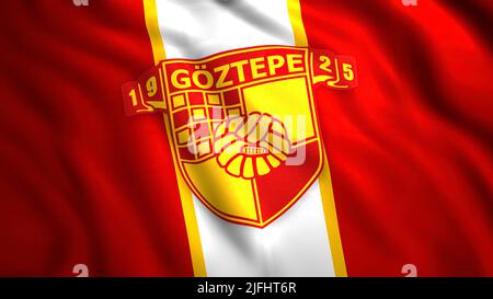 L'emblème du FC Goztepe.Motion.le symbole rouge est un club de football professionnel turc d'Izmir, qui joue actuellement dans la Super League.usage seulement pour Banque D'Images