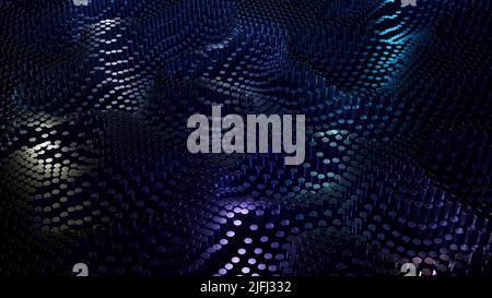 Animation abstraite en boucle avec des ondes de particules à écoulement lent. Conception. SCI-fi et concept de nanotechnologie, texture mobile en pointillés, boucle sans couture. Banque D'Images