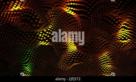 Animation abstraite en boucle avec des ondes de particules à écoulement lent. Conception. SCI-fi et concept de nanotechnologie, texture mobile en pointillés, boucle sans couture. Banque D'Images