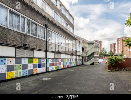 Appartements du conseil dans le domaine de logement d'Aylesbury à Walworth, sud de Londres, Angleterre, Royaume-Uni. Banque D'Images